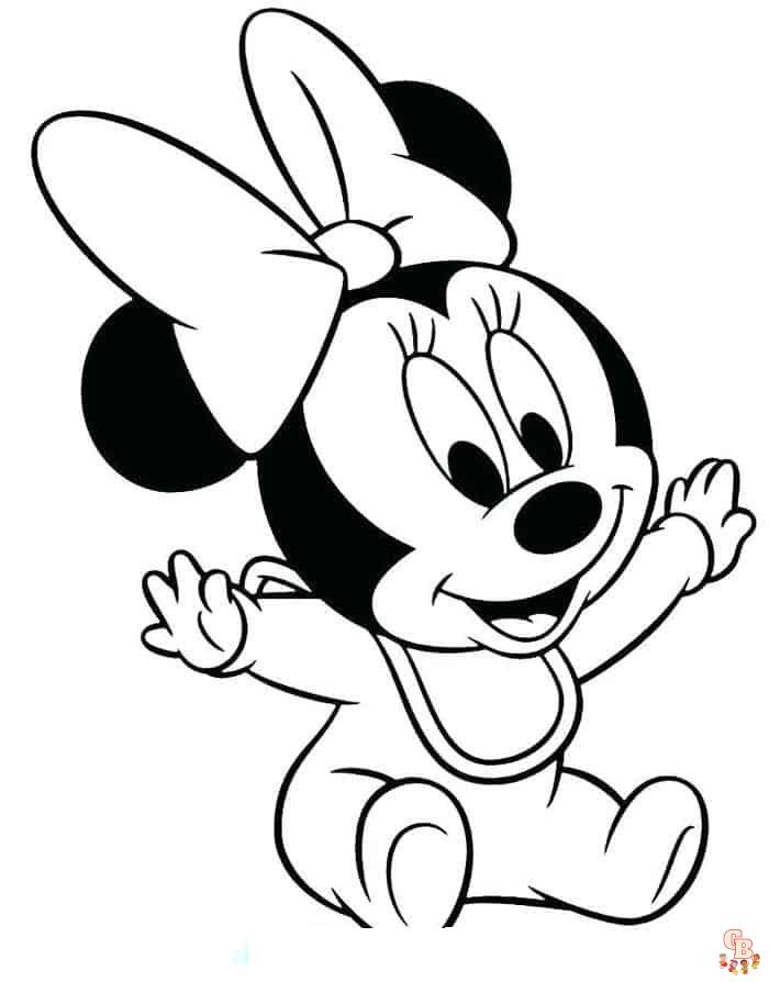 Cute Baby Minnie coloring pages to print 1