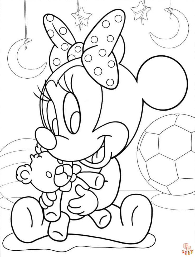 Cute Baby Minnie coloring pages to print 2