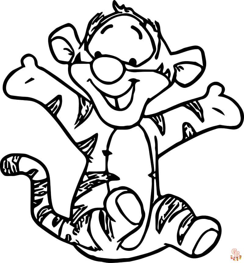 Cute Baby Tigger coloring pages printable free