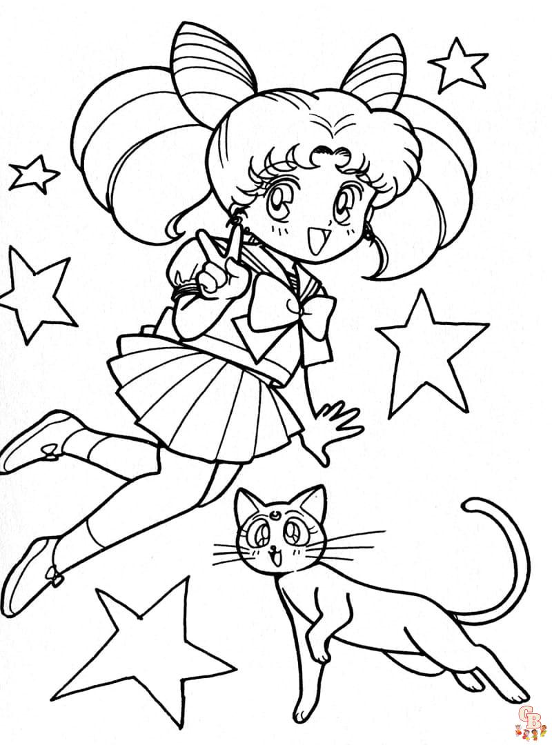 Cute Chibiusa Sailor Moon coloring pages printable 1