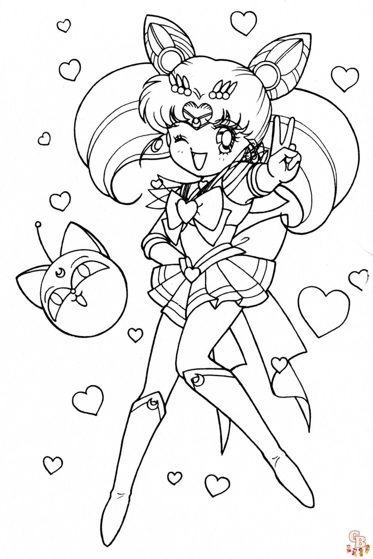 Cute Chibiusa Sailor Moon coloring pages printable free