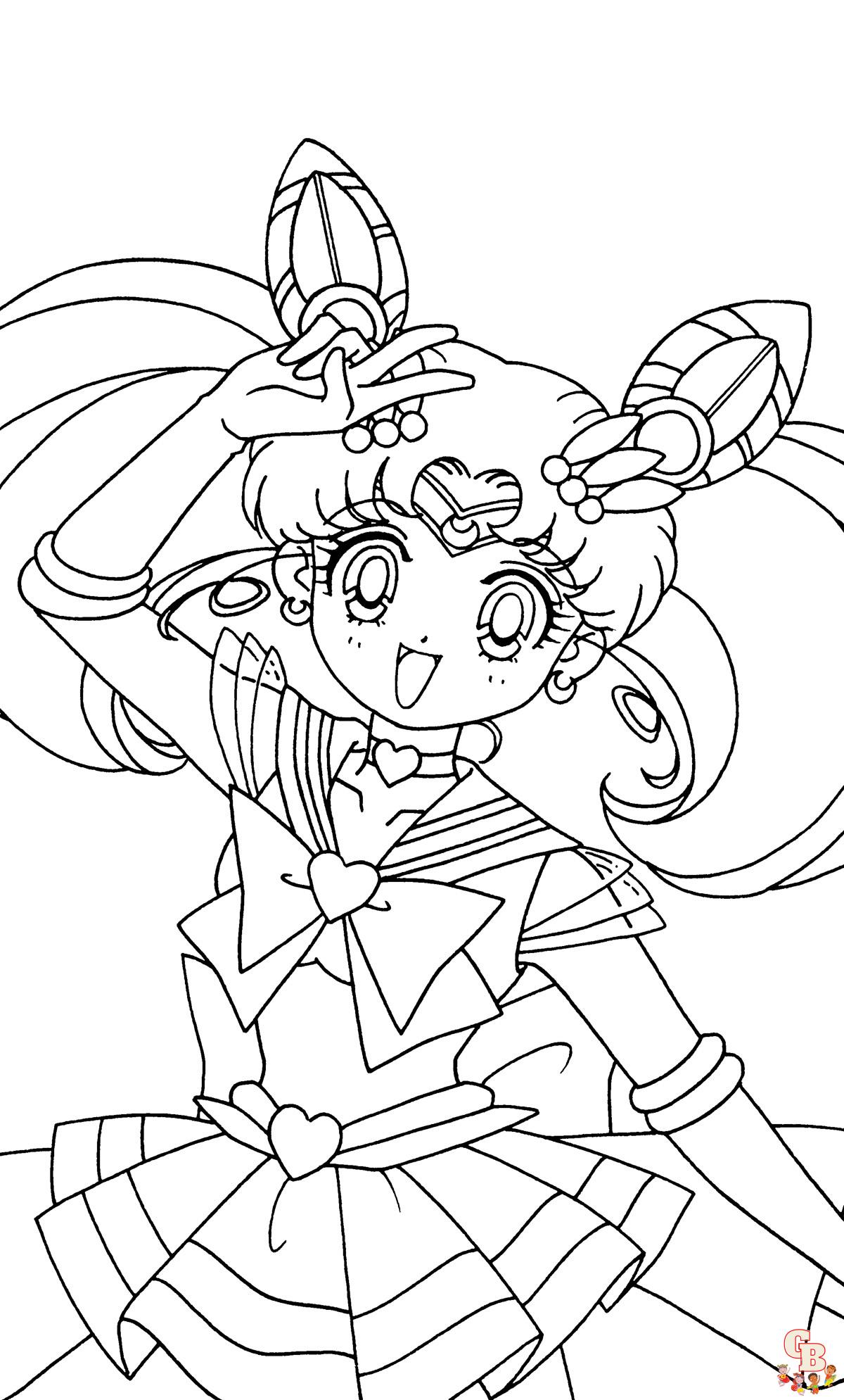 Cute Chibiusa Sailor Moon Coloring Pages: Printable Fun for Kids