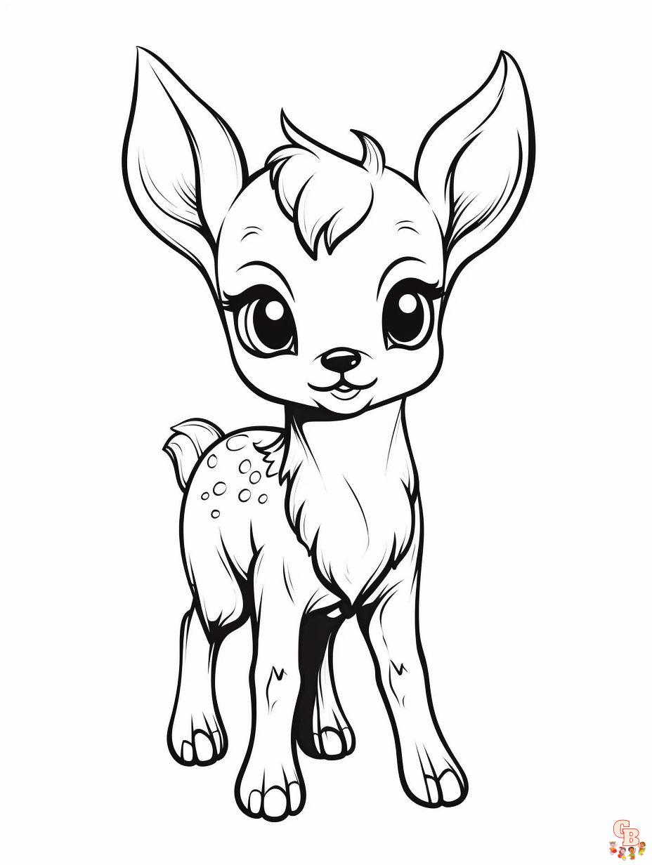 Cute Fawn coloring pages printable 2