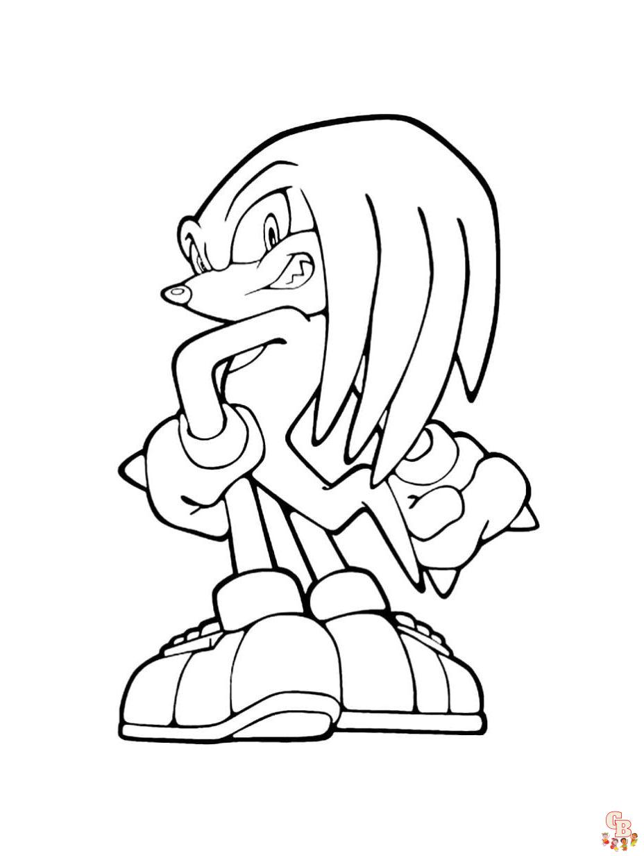 Cute Knuckles The Echidna coloring pages to print