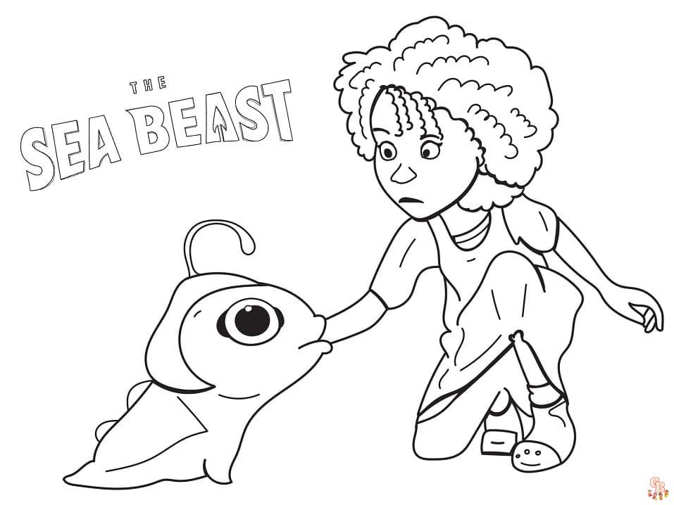 Cute Monster from The Sea Beast coloring pages printable free