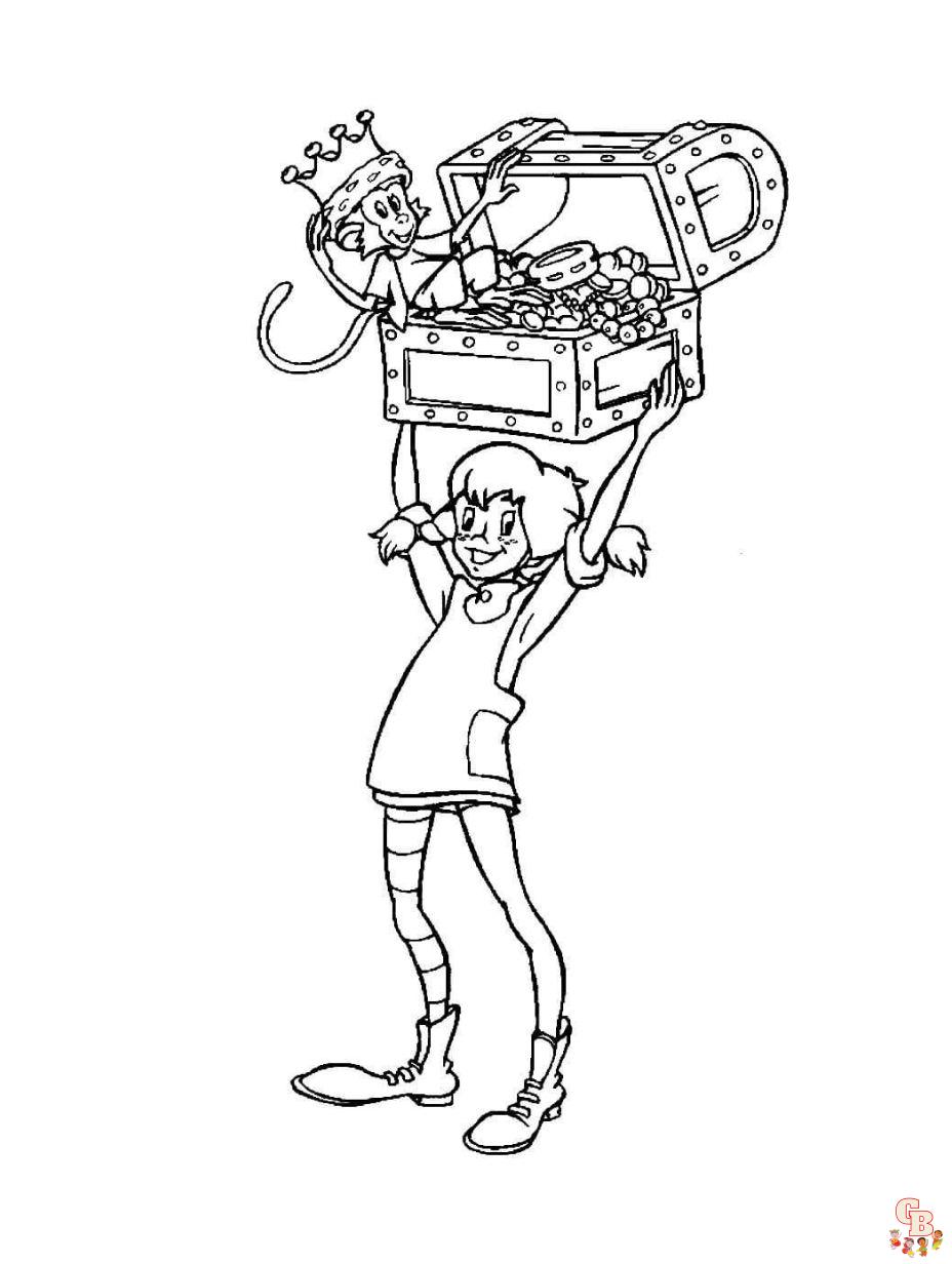 Cute Pippi Longstocking coloring pages free