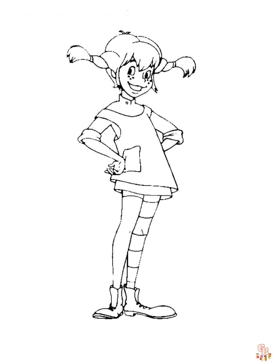 Cute Pippi Longstocking coloring pages printable free