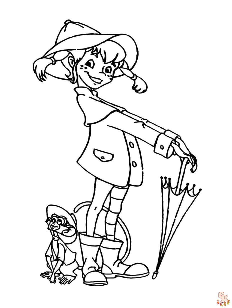 Cute Pippi Longstocking coloring pages