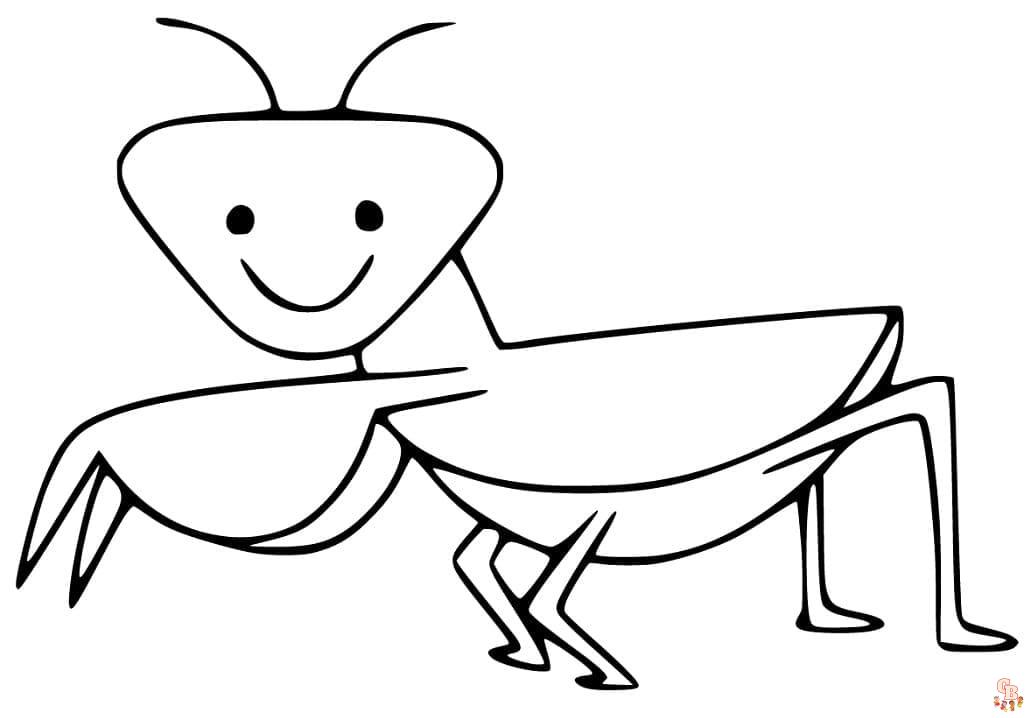 Cute Praying Mantis coloring pages easy