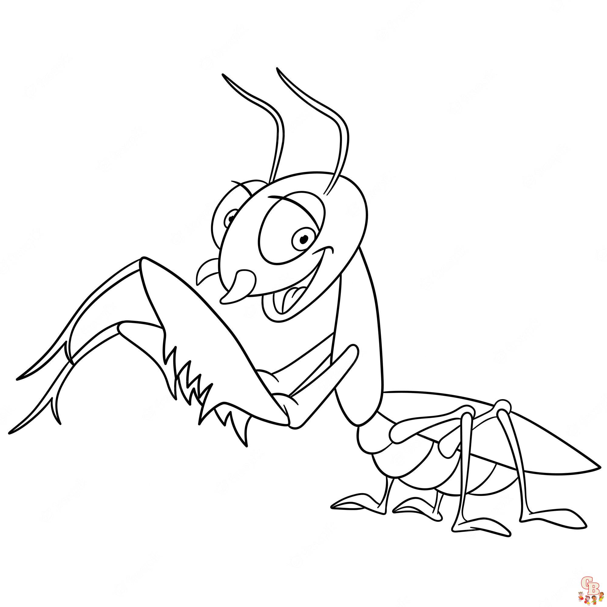 Cute Praying Mantis coloring pages printable free