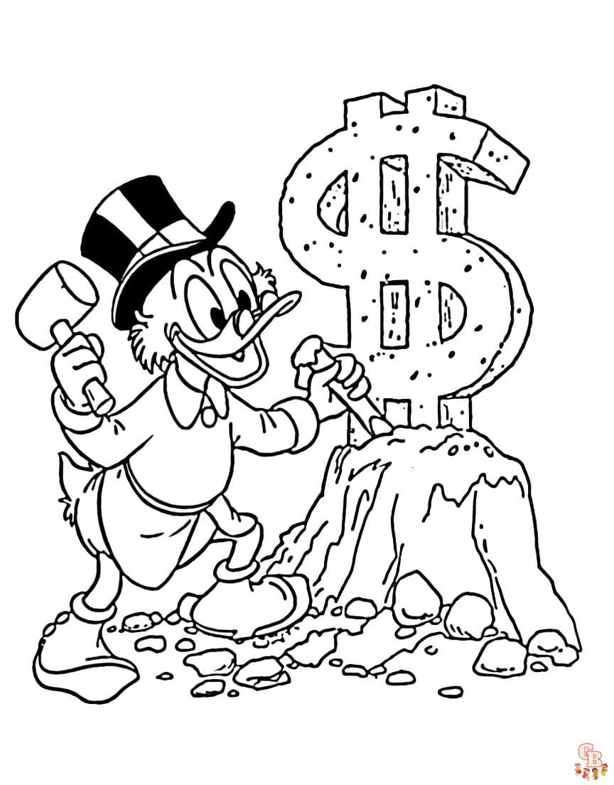 Cute Scrooge McDuck coloring pages free 1