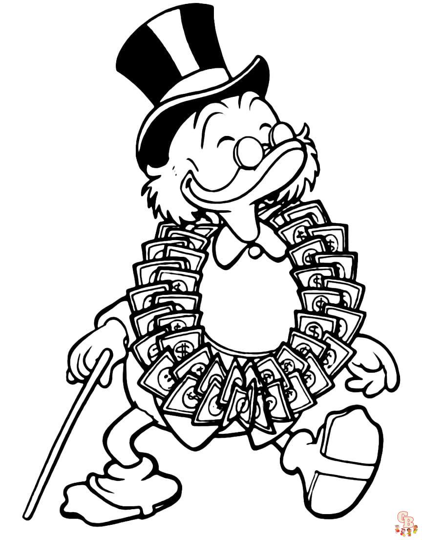 Cute Scrooge McDuck coloring pages printable