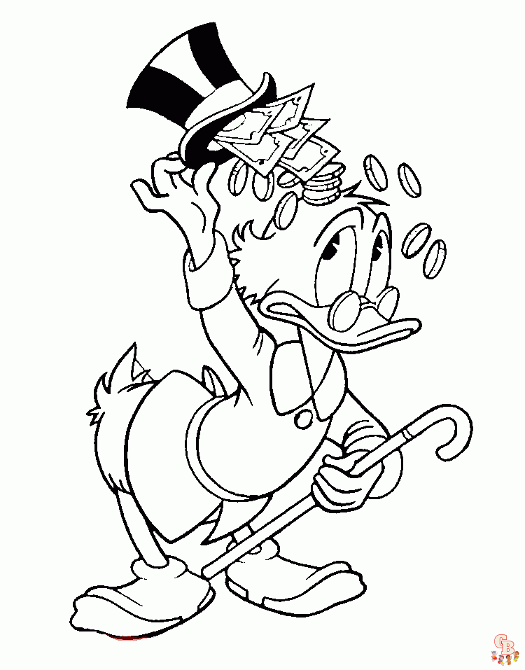 Cute Scrooge McDuck coloring pages to print