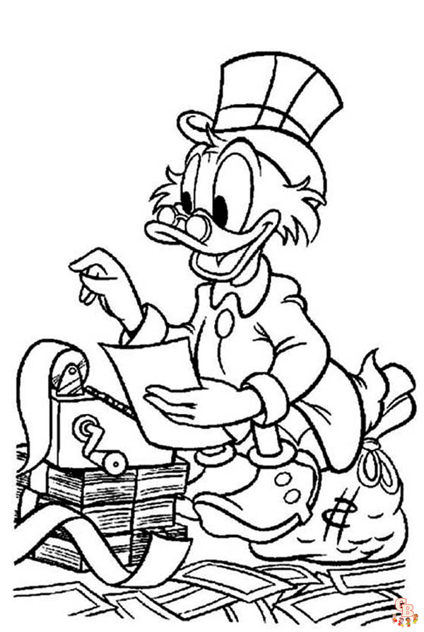 Cute Scrooge McDuck coloring pages to print
