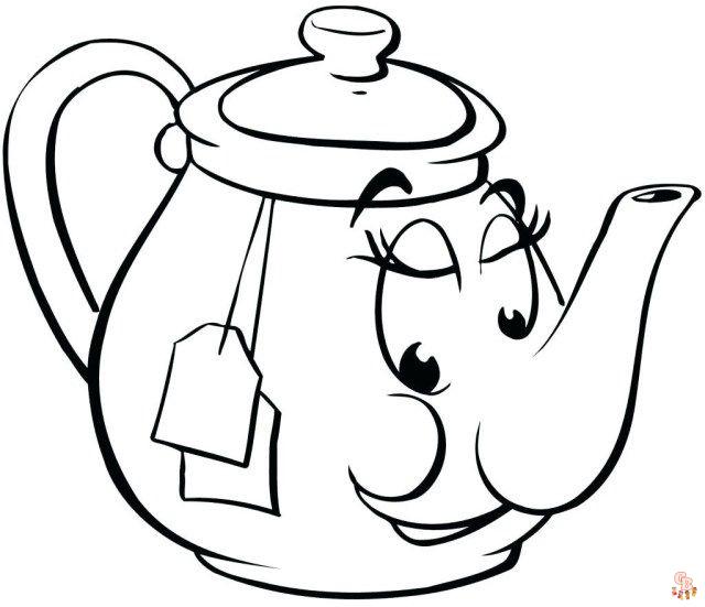 Cute Teapot coloring pages printable