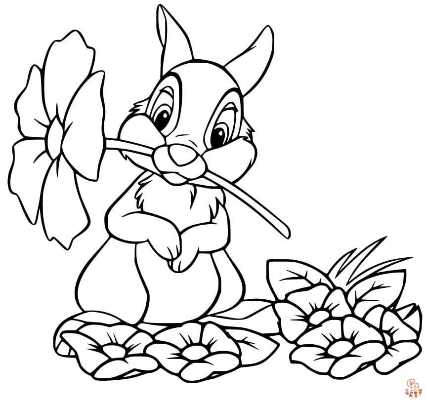 Cute Thumper Rabbit Coloring Pages
