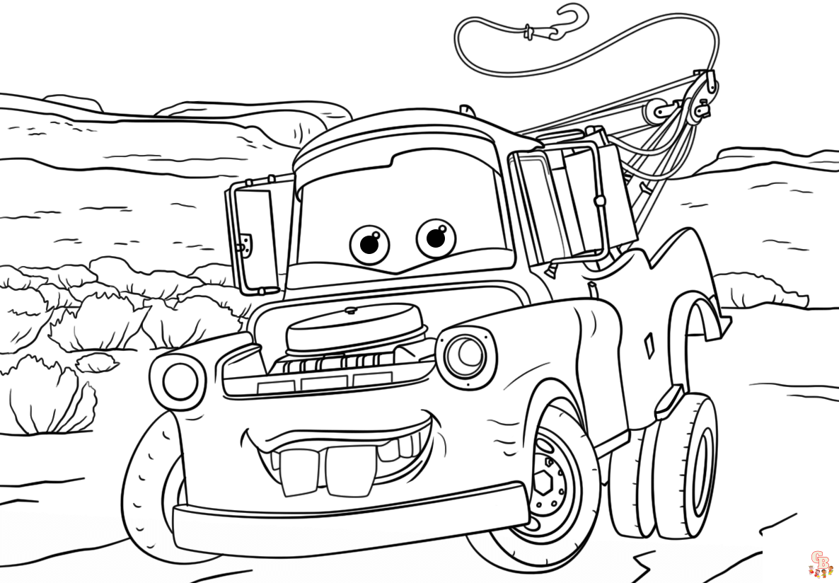 Cute Tow Mater coloring pages easy 2