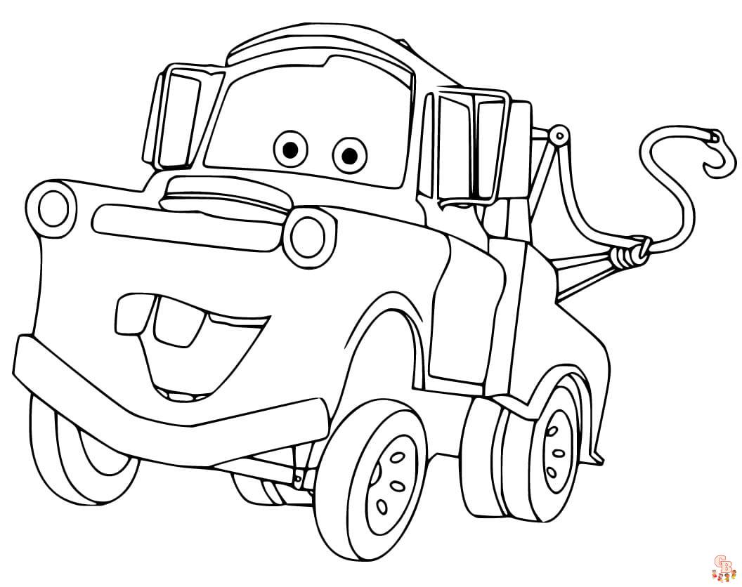 Cute Tow Mater coloring pages free 1