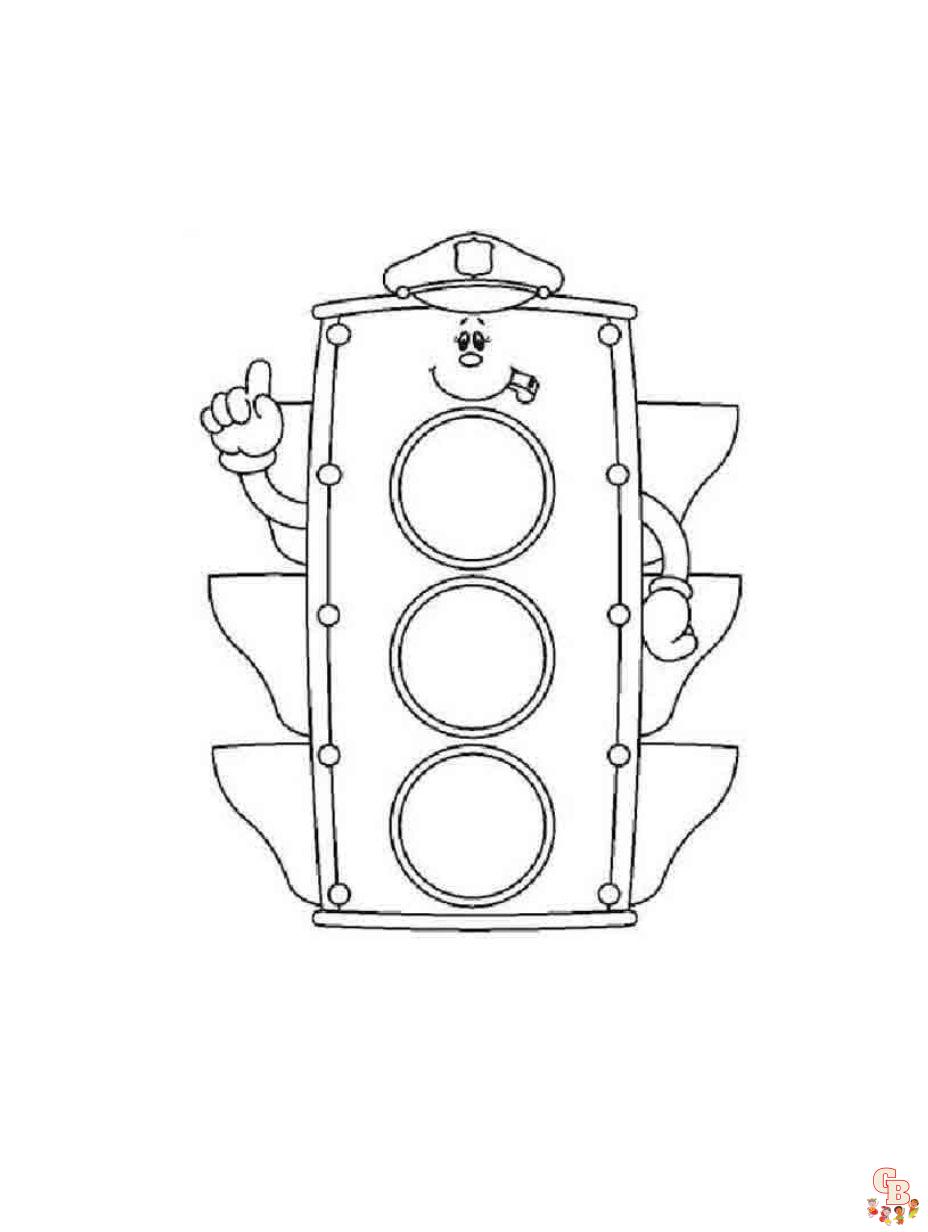 Cute Traffic Light coloring pages free