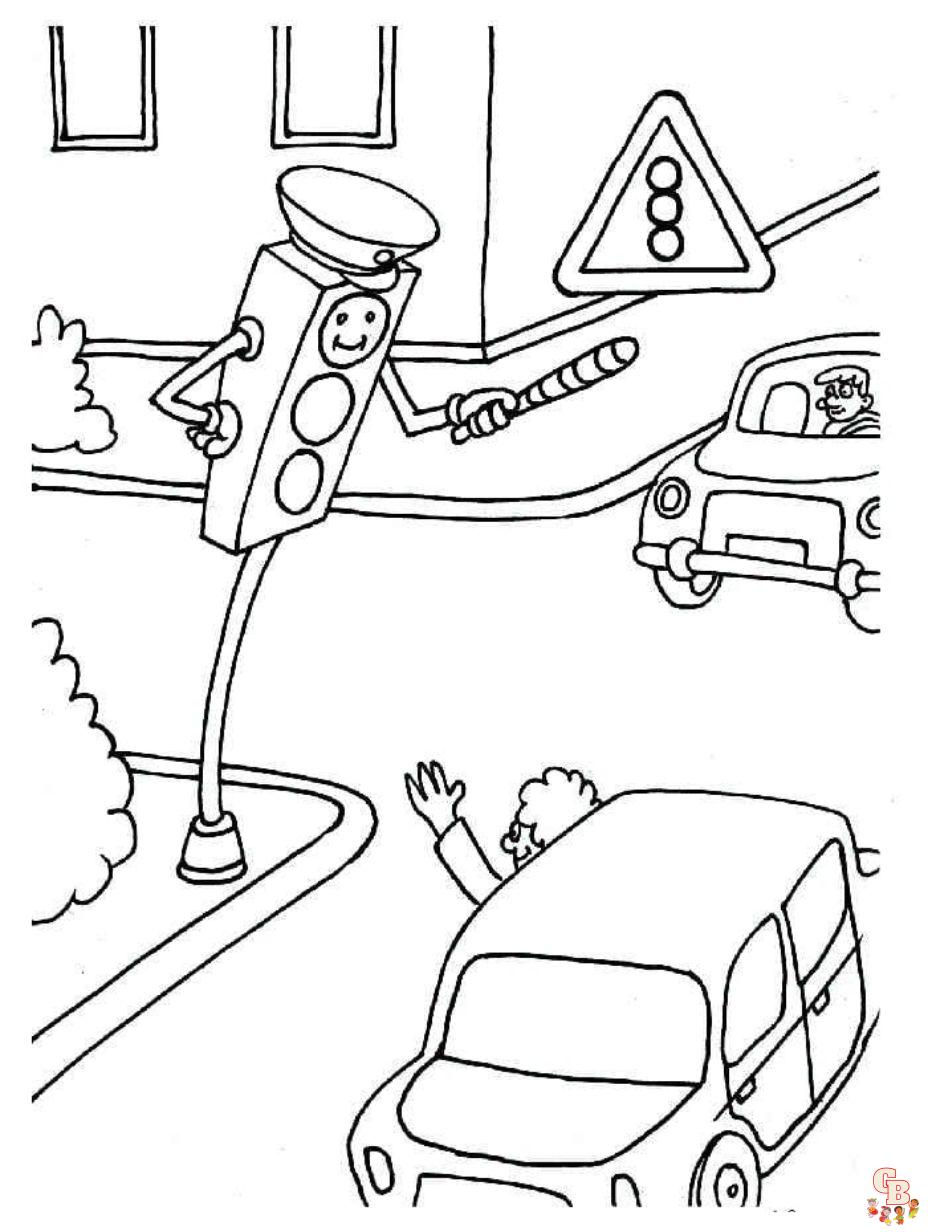 Cute Traffic Light coloring pages printable free