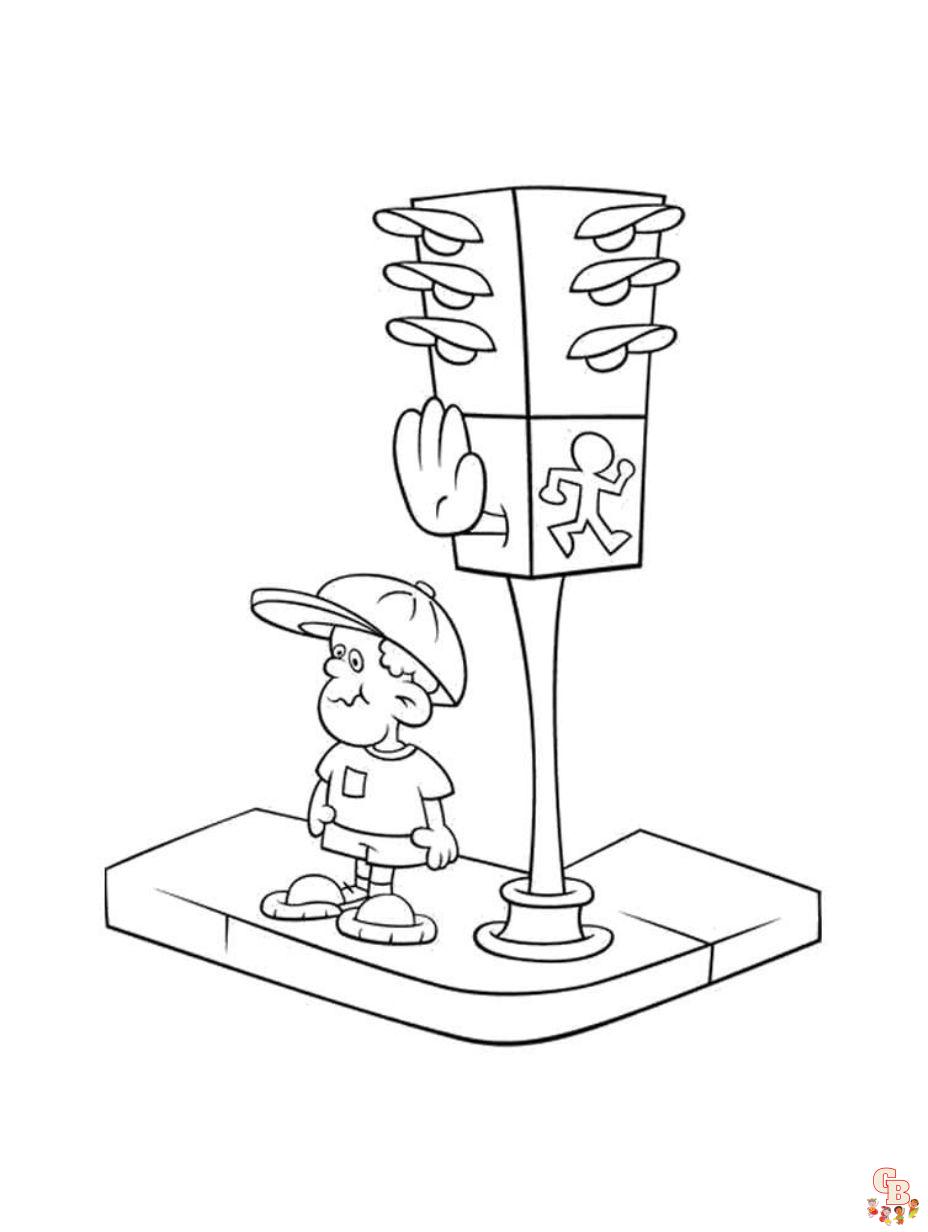 Cute Traffic Light coloring pages printable