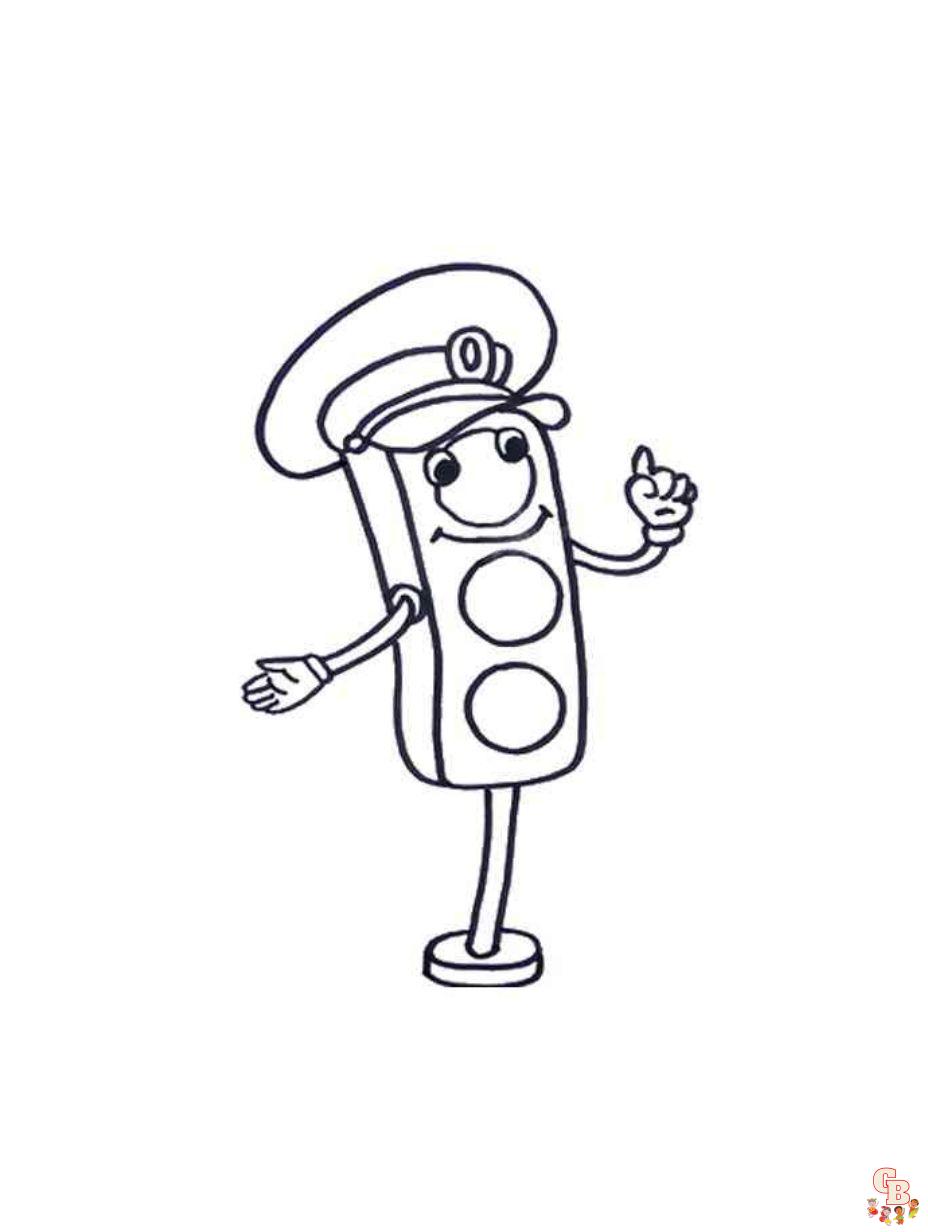 Cute Traffic Light coloring pages to print