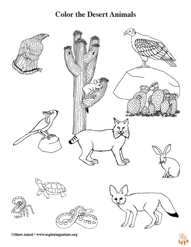 Dibujos de animales del desierto para colorear imprimibles 4