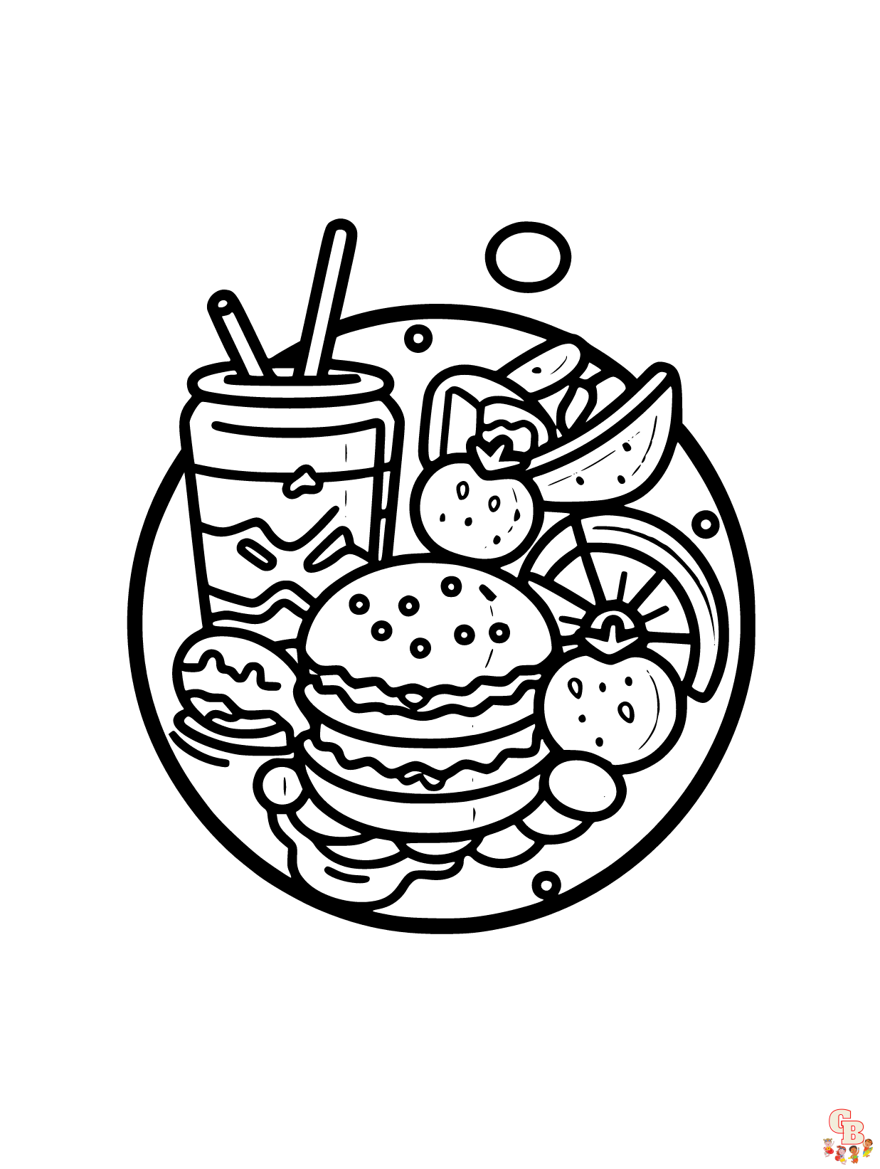 Food coloring pages easy