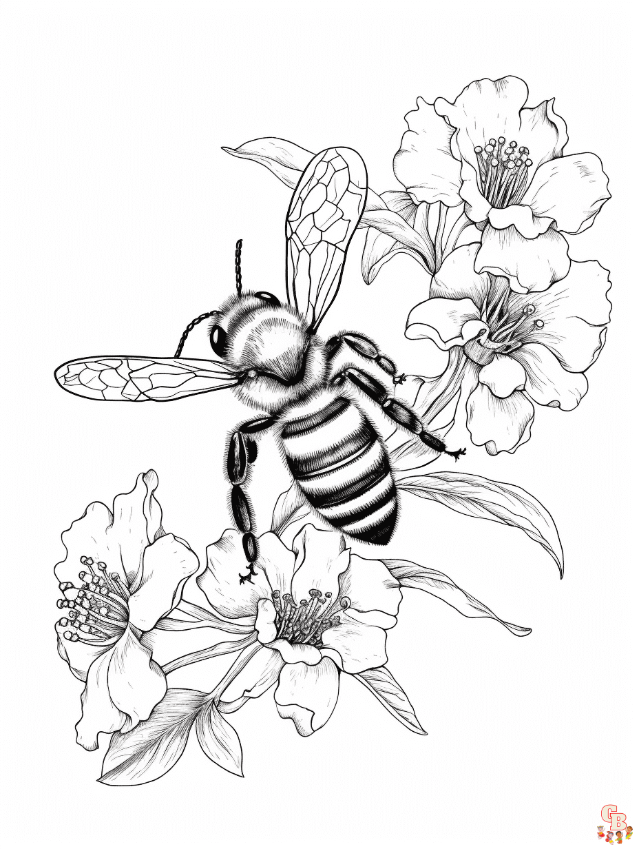 Free Bee coloring pages for kids