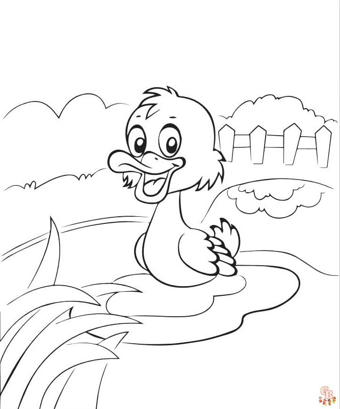 Free Cute Baby Duck coloring pages for kids