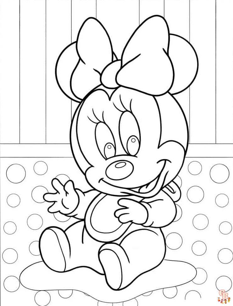 Free Cute Baby Minnie coloring pages for kids 2