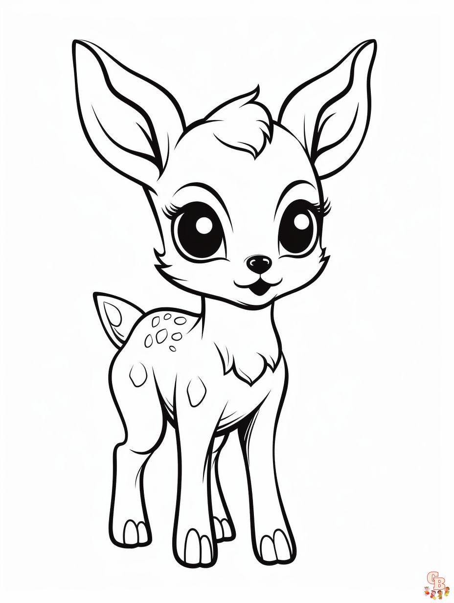 Free Cute Fawn coloring pages for kids