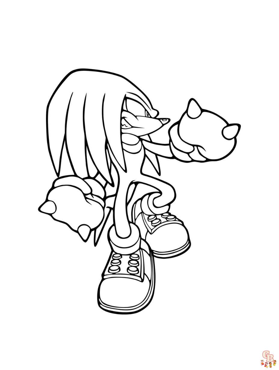 Free Cute Knuckles The Echidna coloring pages for kids