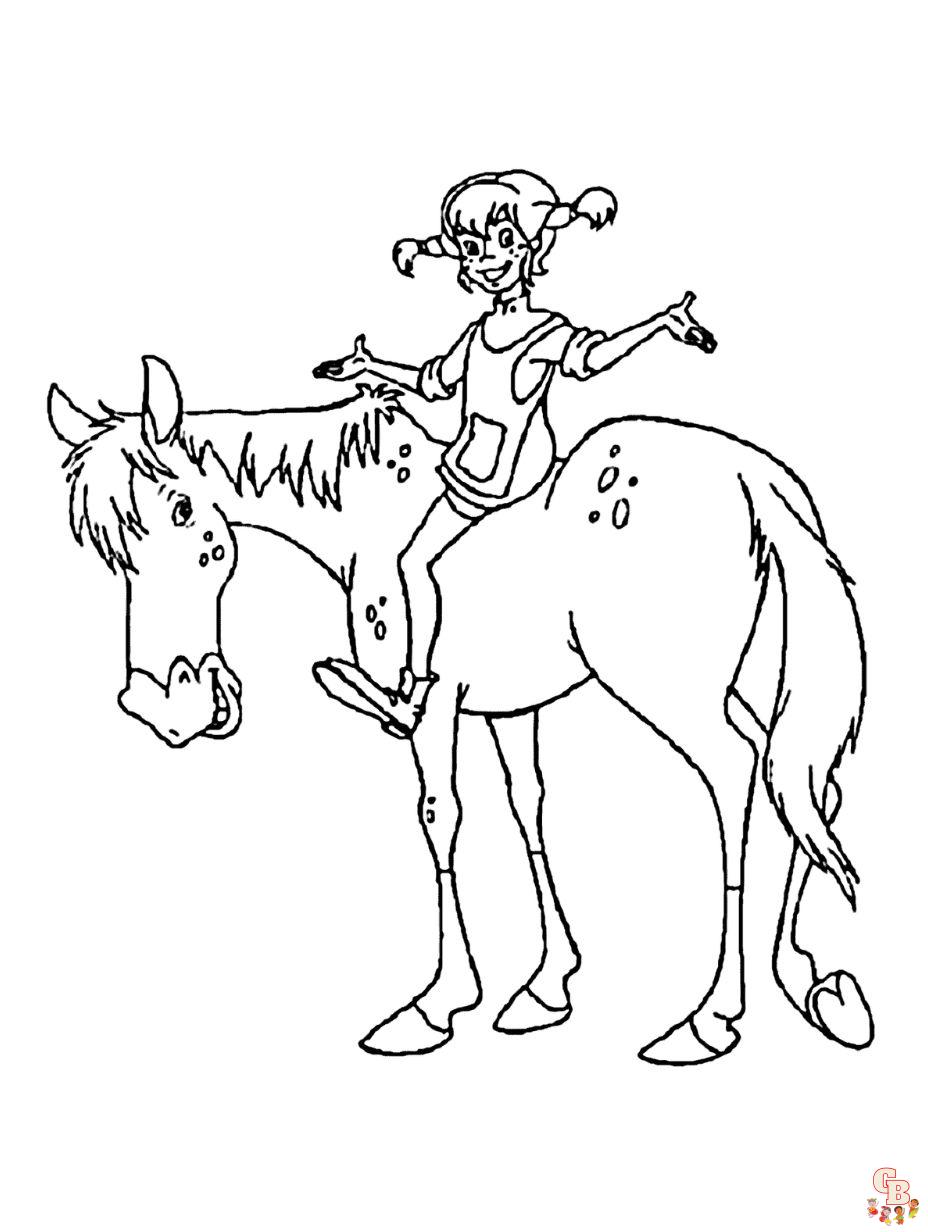 Free Cute Pippi Longstocking coloring pages for kids
