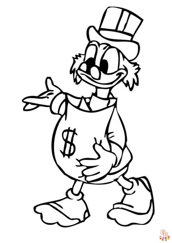 Free Cute Scrooge McDuck coloring pages for kids
