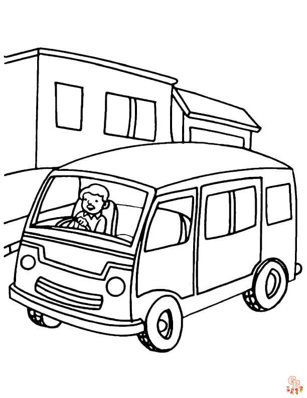 Free Cute Van coloring pages for kids