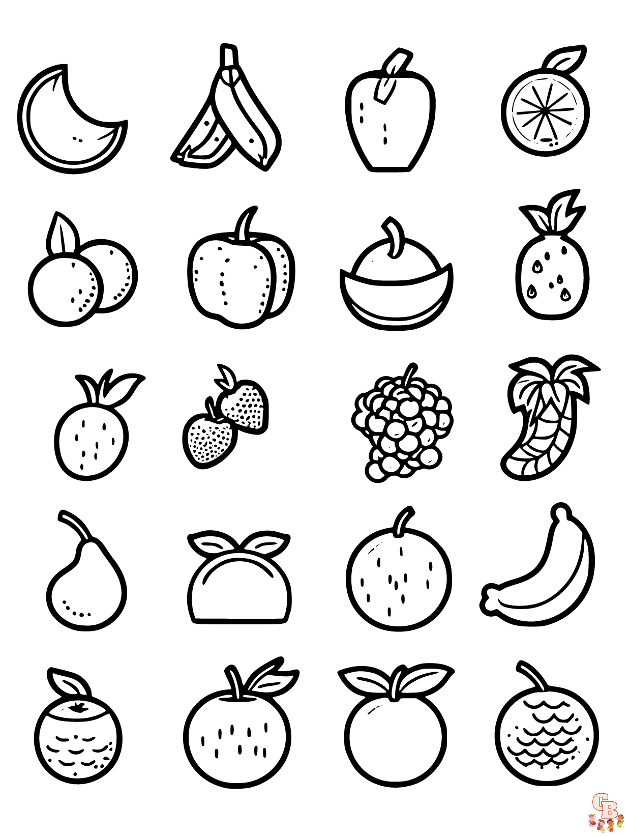 Dibujos de frutas para imprimir y colorear