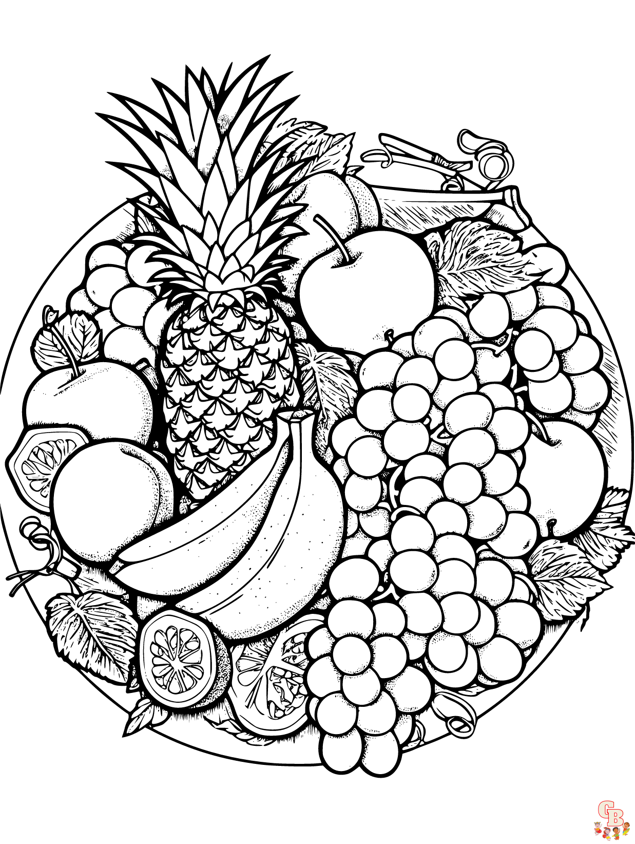 Fruit coloring pages free