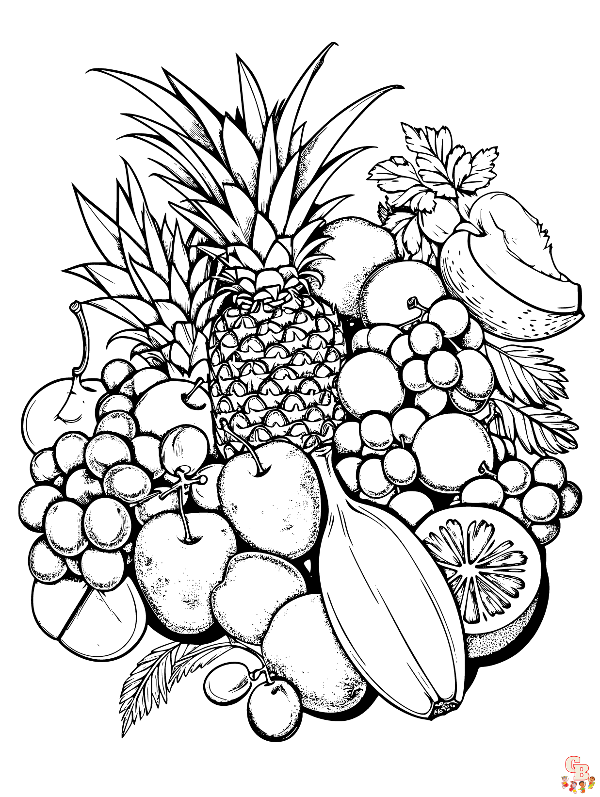Fruit coloring pages printable free