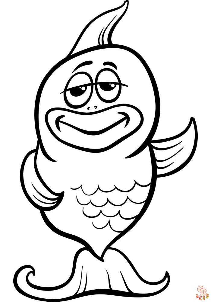 Funny Fish Cartoon Coloring Pages 10