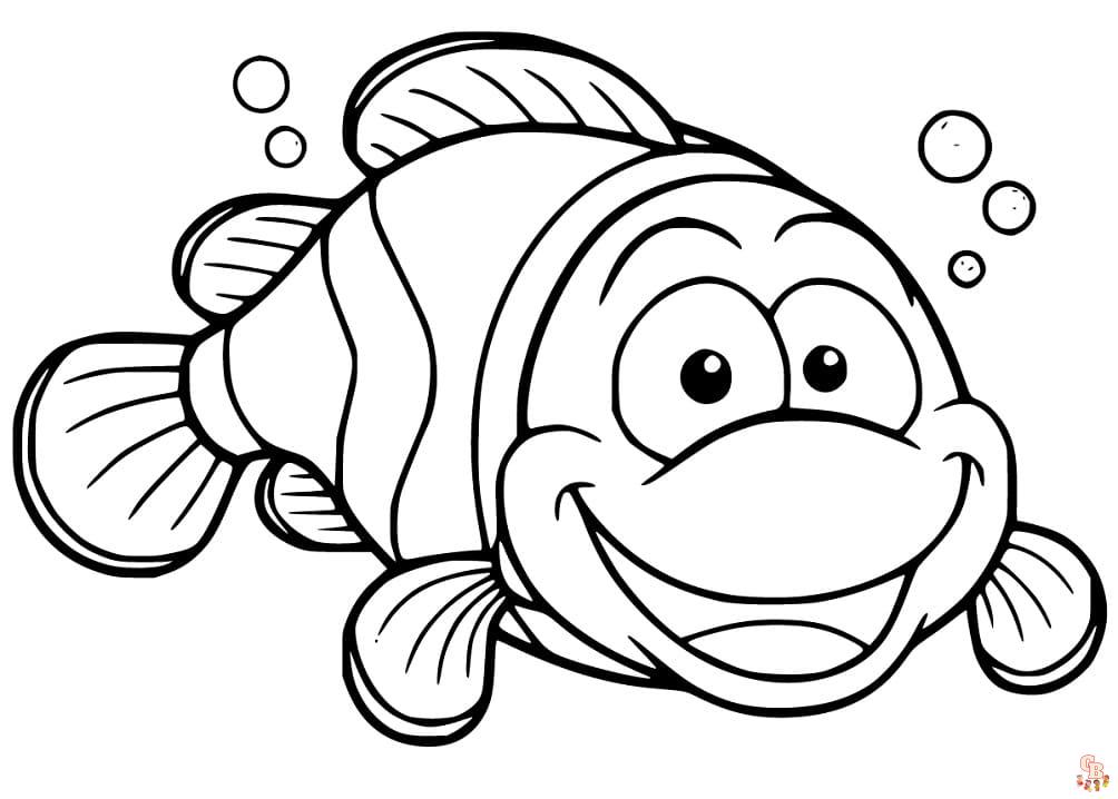 Funny Fish Cartoon Coloring Pages 7