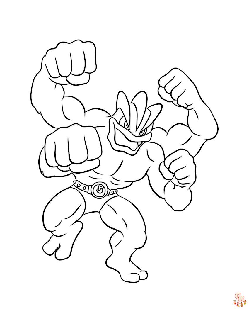 Color Your Way to Fun with Machamp Coloring Pages - GBcoloring