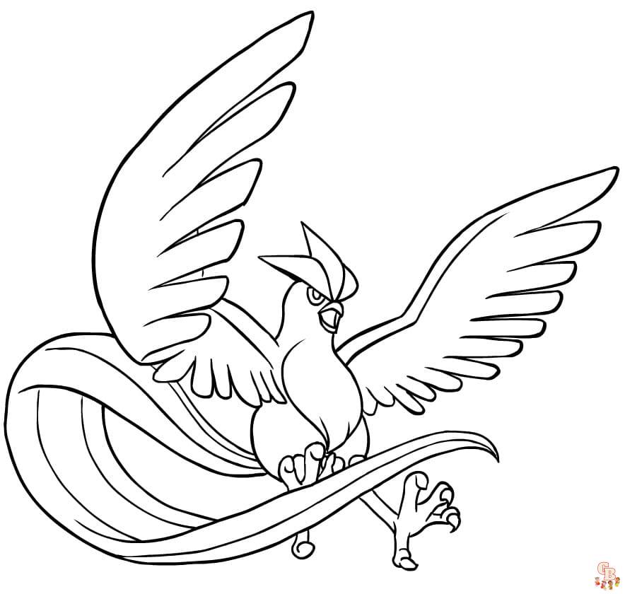 Zapdos, um pássaro de Pokemon para colorir e imprimir  Pokemon para colorir,  Páginas para colorir, Como desenhar pokemon