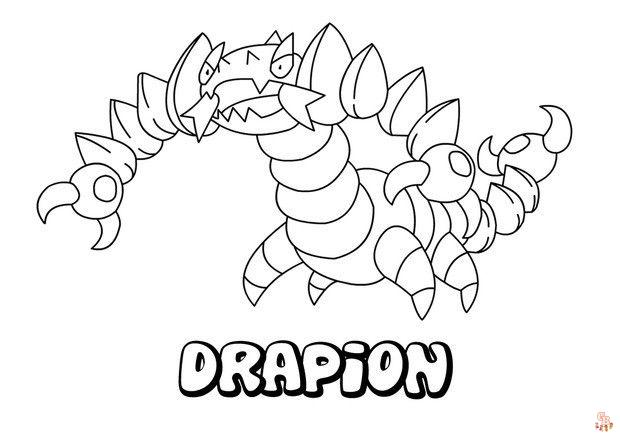 pokemon Páginas para colorir Drapion: atividades divertidas e criativas