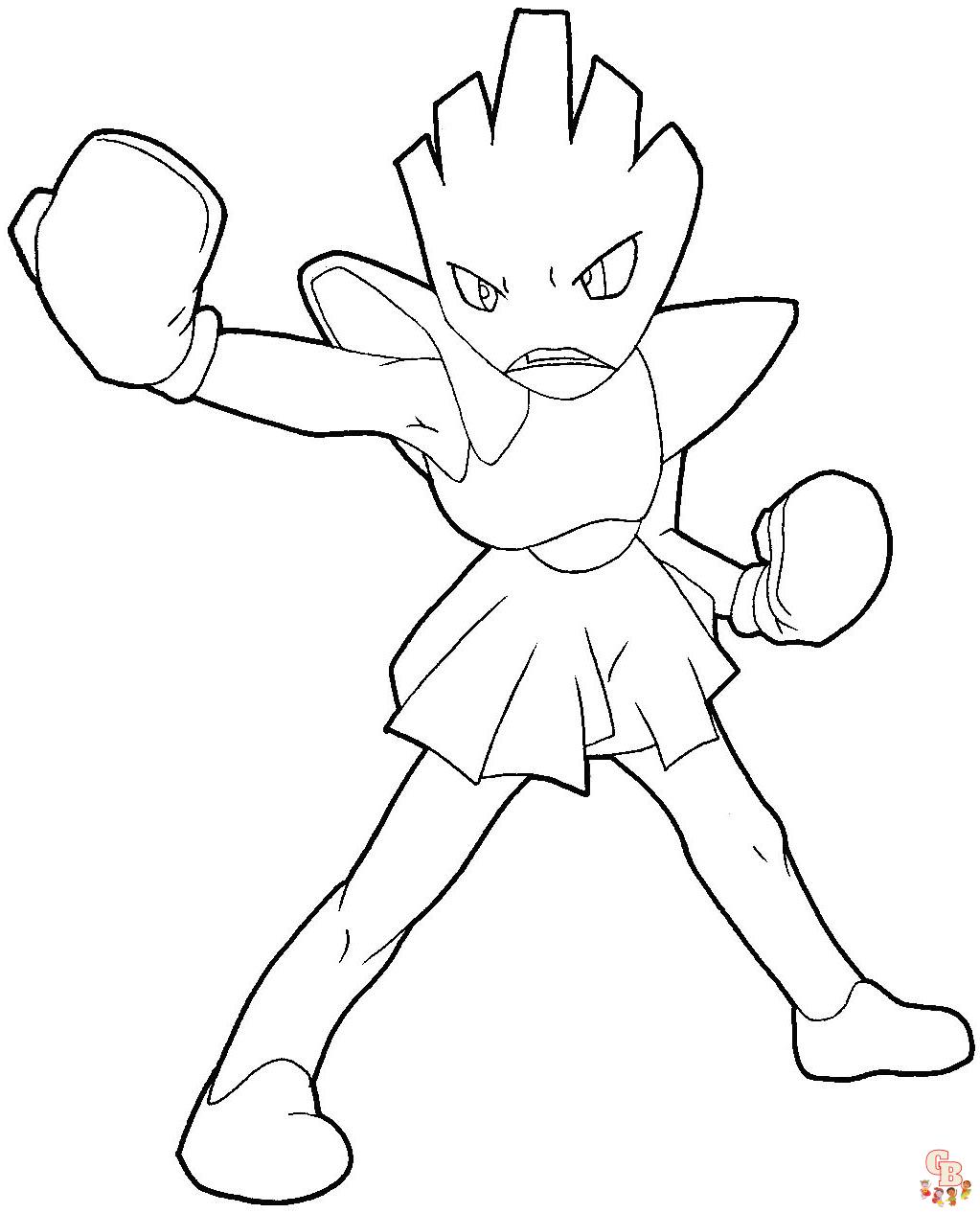 hitmonchan coloring page online pokemon