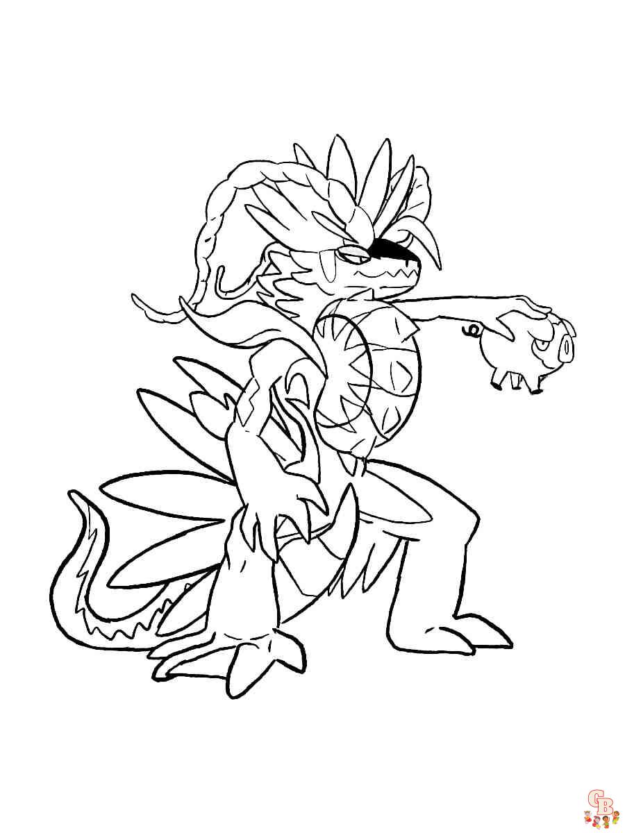 koraidon coloring page hard pokemon