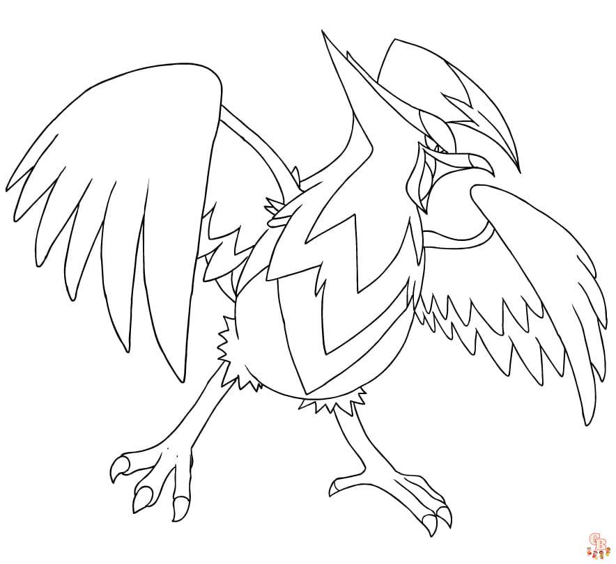 staraptor coloring page in pdf pokemon