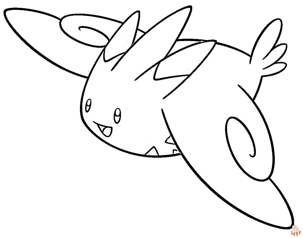 Desenhos para colorir de desenho de três pokémons voadores para