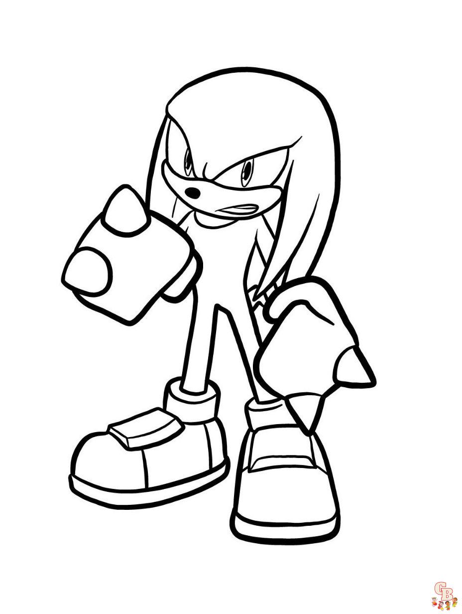 Printable Cute Knuckles The Echidna coloring sheets