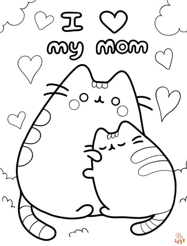 Dibujos de pusheen y mamá para colorear 5 1